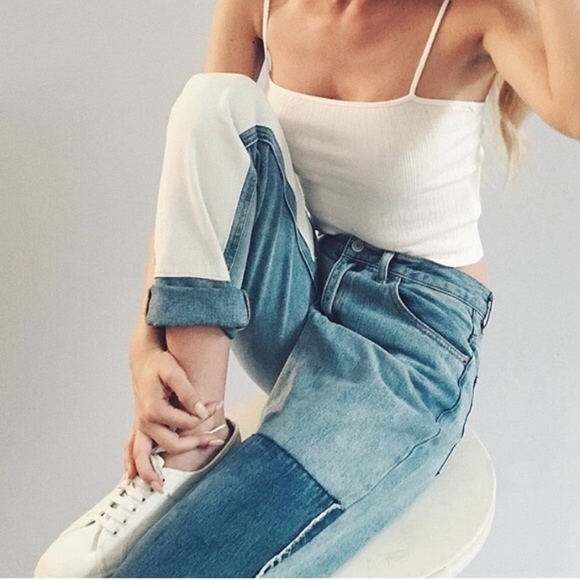 Brandy Melville Denim - Brandy Melville Rare Kenzo Patched Denim Mom Jeans